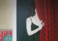 Frau mit Vorhang (Selbstportrait), 2004. Acryl auf Leinwand, 100x140